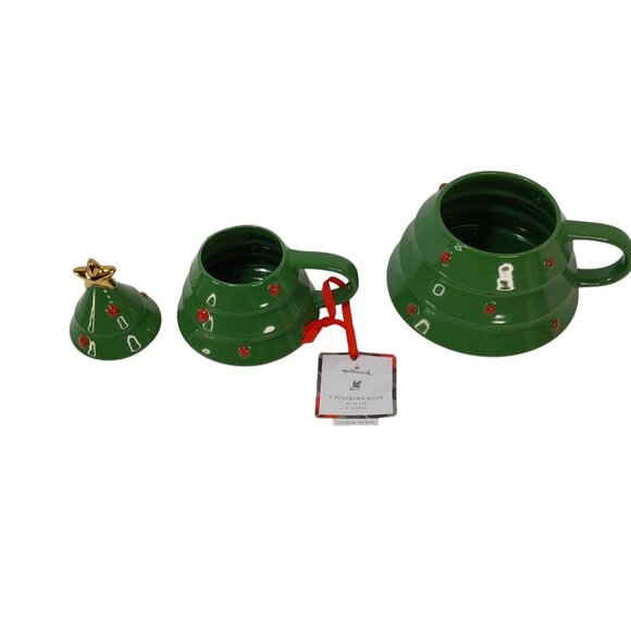 Hallmark Stackable Christmas Tree Mug Set w/Orig. Styrofoam but No Box - Picture 6 of 9